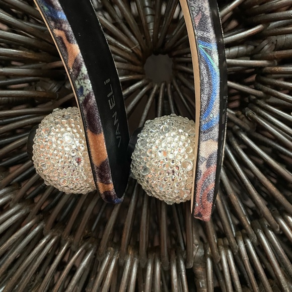 Vaneli Floral Velvet Rhinestone Heel Slide Sandal - Picture 7 of 11